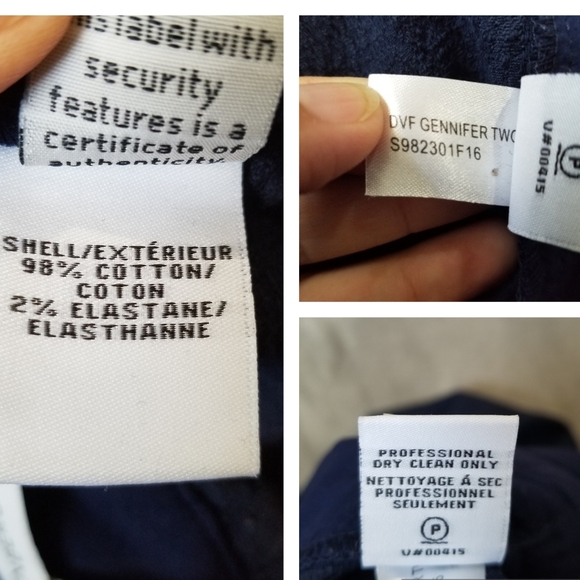 Diane Von Furstenberg Gennifer Crop Ankle Pants Sz 6 Textured Navy w/Pockets - Picture 6 of 11